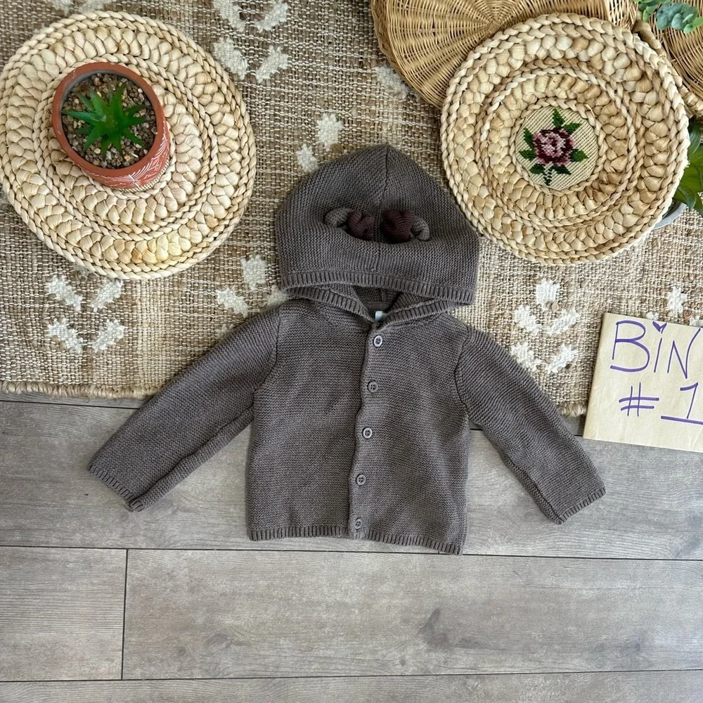 New Carter's Christmas Reindeer Hooded Thick Knit Cardigan  Jacket Sweater